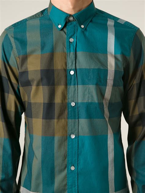 small checked burberry shirt green yellow|burberry checkered shirt.